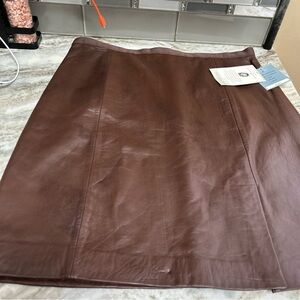 Jaclyn Smith Vintage Brown  Leather Pencil Straight Skirt Size 12 Zip up new NWT